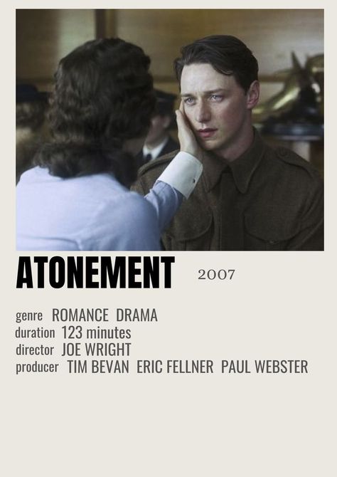 Movie Polaroid Posters, Atonement Movie, Wallpapers Music, Dorm Prints, Media Consumption, Polaroid Posters, Posters Minimalist, Best Films, Minimal Movie Posters