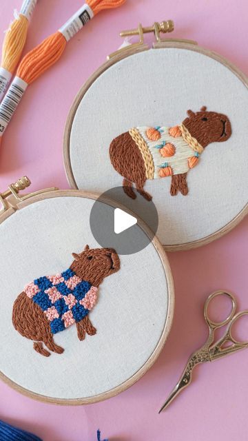 GetStitchDone on Instagram: "No, I can also make animals in stupid sweaters, ok🥲?   Ps: you can stitch your own capybaras! Just check out my beginner friendly pattern for this project (Iink in bi0) :)  #capybara #modernembroidery #hoopart #embroideryart #embroiderydesign #embroiderytutorial #embroidelicious #embroidered #stitching #crafting #craftideas #animalembroidery #dowhatmakesyouhappy #dowhatyoulove #smallbusinesswomen #womensupportingwomen #sticken #borduren #bordadoamão" Diy Capybara, Capybara Craft, Capybara Embroidery, Winter Hygge, Animal Embroidery, Modern Embroidery, Embroidery Tutorials, Hoop Art, Women Supporting Women