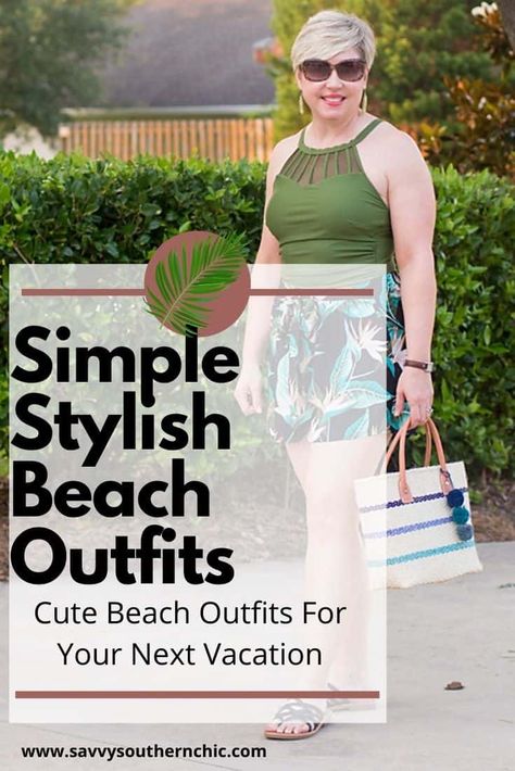 https://savvysouthernchic.com/stylish-but-simple-beach-outfit-ideas-for-your-next-vacation/ Simple Beach Outfit, Outfits For Vacation, Beach Holiday Outfits, Beach Outfit For Women, Cute Beach Outfits, Cute Slides, Professional Work Outfit, Beach Outfits, Fashion For Women Over 40