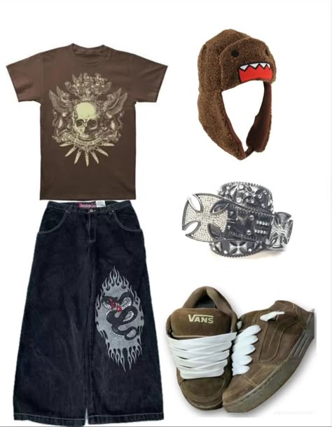 Domo Drawing, Y2k Outfits Men, Affliction Clothing, Skate Fits, Emo Fits, Baggy Outfit Ideas, Geeky Clothes, Skater Outfits, Fit Clothes