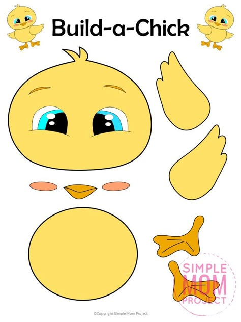 Easter Chick Template, Chick Template, Chick Craft, Easter Chick Craft, Palm Sunday Crafts, Farm Animal Crafts, Free Printable Crafts, Easter Printables Free, School Kindergarten