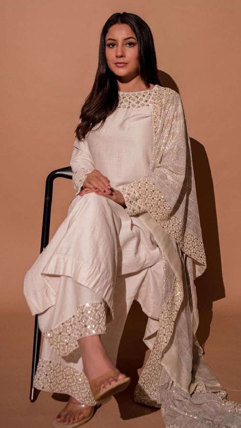 Rakhi Outfits, Velvet Salwar Suit, Suits Actress, Shehnaaz Gill, Patiala Salwar Suits, Cream Suit, Blue Velvet Fabric, Sharara Suit, Velvet Suit