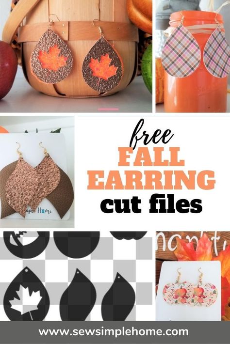 Fall Faux Leather Earrings, Earrings With Cricut, Fall Leather, Diy Leather Earrings, Cricut Explore Projects, Faux Leather Earrings, Cricut Free, Fall Earrings, Cricut Craft Room