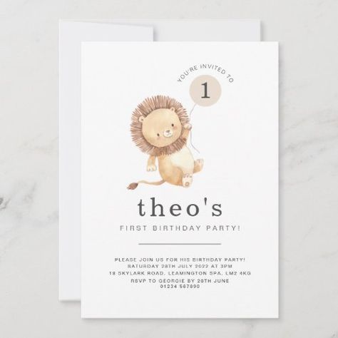 $2.92 | Lion Balloon First Birthday Invitation #party, first, birthday, 1st, baby, balloon, neutral, lion, safari, jungle Lion Balloon, Lion Birthday Invitations, Brown Balloons, Lion Birthday Party, 92nd Birthday, Lion Birthday, Kids Printables, Diy Birthday Decorations, Safari Birthday