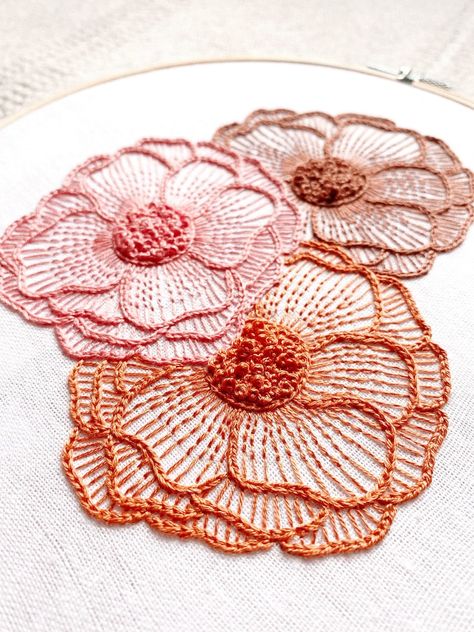 Buy Hand Embroidery Pattern: Trio of Blooms Colorful Detailed Online in India - Etsy Bordado Jacobean, Abstract Embroidery, Embroidery Gifts, Hand Embroidery Flowers, Pola Sulam, Embroidery Flowers Pattern, Creative Embroidery, Handwork Embroidery Design, Hand Embroidery Design Patterns