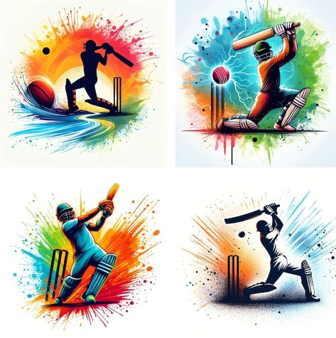 Vector batsman playing cricket | Premium Vector #Freepik #vector #sport #design #graphic #bats Sport Design Graphic, Cricket Logo Design, Playing Cricket, Cricket Logo, Cricket Coaching, Islamic Art Canvas, Cricket Wallpapers, Art 2024, Print Outs