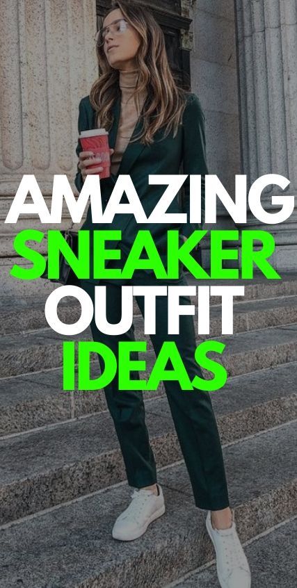 20 Amazing Sneaker Outfit Ideas For You To Try in 2020 Business Casual Women Tennis Shoes, Polished Sneaker Outfit, Casual Party Outfit With Sneakers, How To Wear Sneakers To Work Business Casual, White Trainers Work Outfit, Business Casual Outfits With Jeans And Sneakers, Business Casual Outfits With Tennis Shoes For Women, Cute Concert Outfits With Sneakers, Classy Sneakers Outfit Work