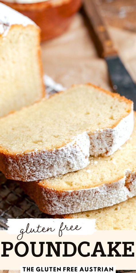 Gluten Free Vanilla Pound Cake 🍰✨ Dense, moist, and bursting with the perfect blend of butter, sugar, and vanilla, this classic dessert is a must-try! Whether served solo or topped with fresh berries, whipped cream, or powdered sugar, it’s versatile and perfect for any occasion. Simple, timeless, and absolutely delicious! Gluten Free Angle Food Cake Recipe, Gluten Free Pound Cake Easy, Gf Pound Cake Recipe, Gluten Free Almond Cake Recipes, Gluten Free Angel Food Cake Recipe, Gluten Free Pound Cake Recipe, Sugar Free Gluten Free Cake, Gluten Free Bundt Cake Recipes, Almond Flour Pound Cake