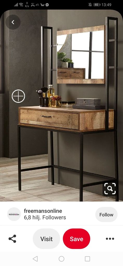 Dressing Table And Mirror, Table And Mirror, Welded Furniture, Dressing Table Design, Industrial Design Furniture, Metal Furniture Design, Steel Wood, Iron Furniture, Steel Furniture