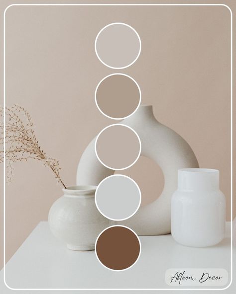 Hey there! I'm excited to share my minimalist color palette with you. I was inspired by some decorative vases in different neutral colors and fell in love with the concept. In my blog post, I offer some tips on how you can incorporate minimalist colors into your home. Plus, I share the neutral color palette hex codes and Sherwin-Williams paint color matches so you can recreate the same style in your own space! White And Neutral Color Palette, Neutral Color Palette Hex Codes, Color Scheme Hex Codes, Color Palette Hex Codes, Cream Colored Sofa, Minimalist Color Palette, Ultra Beauty, Brown Curtains, Minimalist Color