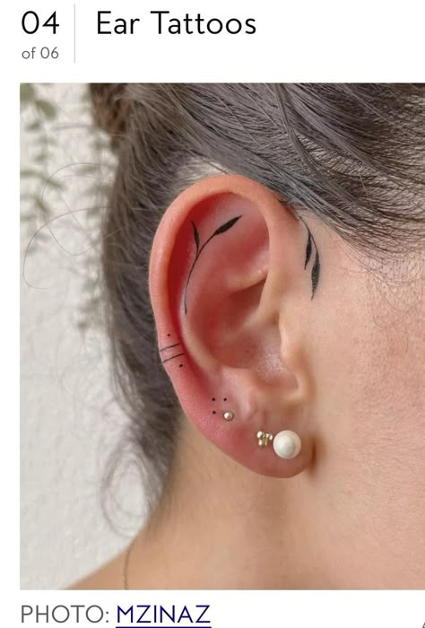 Capricorn Ear Tattoo, Ear Tattoo Inner, Inner Ear Tattoo, Tattoo Design For Hand, Hidden Tattoos, Skin Drawing, Small Pretty Tattoos, Inner Ear, Tattoos Women