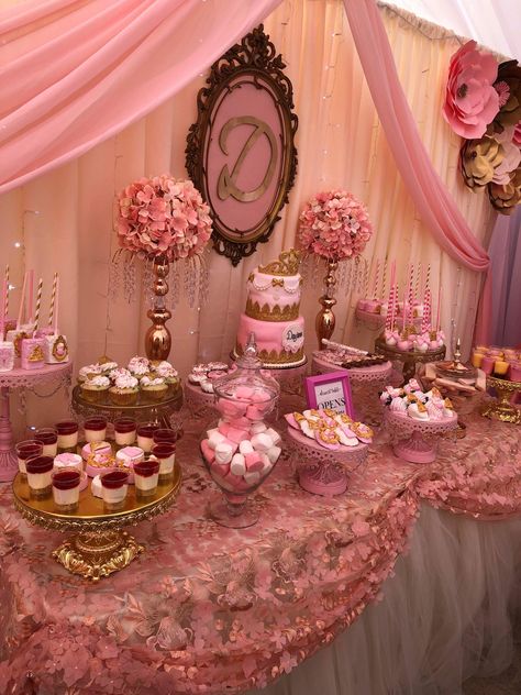 Pink Quince Theme, Sweet 16 Party Planning, 15 Party Ideas, Pink Dessert Tables, Princess Sweet 16, Quince Planning, Sweet 16 Party Themes, Quince Decor, Sweet 15 Party Ideas Quinceanera