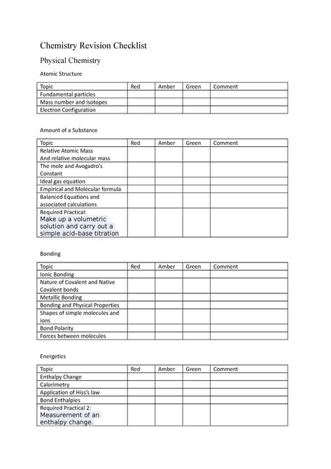 Aqa A Level Chemistry Notes, A Level Chemistry Revision, A Level Chemistry Notes, Revision Checklist, Gcse Chemistry Revision, A Level Chemistry, Chemistry Practical, Chemistry Revision, Mass Number