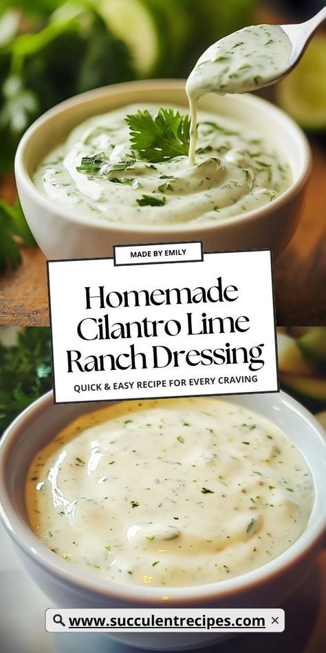 Enjoy the perfect balance of creaminess and zest with this Homemade Cilantro Lime Ranch Dressing. Made with fresh ingredients, it’s a versatile dressing that’s great for salads, tacos, or as a dip for veggies. Fresh Cilantro Recipes, Diy Snack Ideas, Cilantro Lime Ranch, Cilantro Lime Ranch Dressing, Cilantro Ranch Dressing, Creamy Cilantro Dressing, Dip For Veggies, Cilantro Recipes, Cozy Movie Night