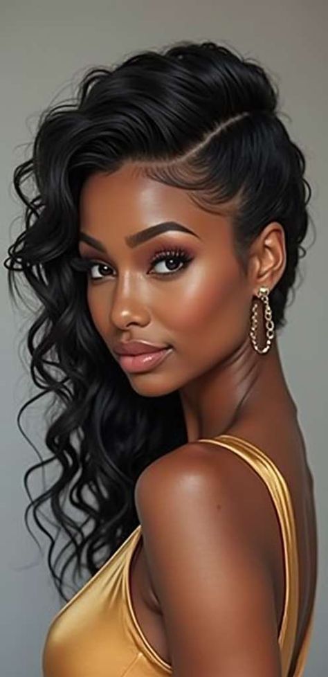 Ready to elevate your style in 2024? Discover 10 stunning and trending hairstyles for Black women that will turn heads! From bold braids to chic cuts, these looks are perfect for every occasion. Dive into the latest trends and find your next signature style!  #BlackHairMagic #HairstyleInspo # Big Hair Black Women, Long Hair For Black Women, Sewin Hairstyles Black Women, Crimps Hairstyles For Black Women, Trending Hairstyles For Black Women, Cornrow Designs, Fresh Hairstyles, Mohawk Styles, Sew In Hairstyles