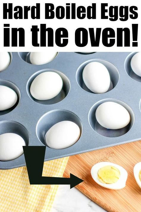 How to hard boil eggs in the oven using a muffin pan so they're perfect every single time! Great for Easter egg hunts, egg salad sandwiches and breakfast. #hardboiledeggs Oven Boiled Eggs, Boiled Eggs In The Oven, Muffin Pan Eggs, Eggs In The Oven, Hard Boil Eggs, Eggs In Oven, Eggs In Muffin Tin, Cooking Hard Boiled Eggs, Boil Eggs