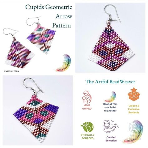 Ready for an epic shopping spree? Cupids Geometric Pierced Arrow Kite Shape Beadwork Earrings | Pattern Only |, at a mind-blowing price of $6.00 Don't wait! #EarringPattern #PeyotePattern #BeadworkEarrings #theartfulbeadweaver #ValentinesDay #PiercedArrow #BeadweavingTutorial #BeadworkPattern #Herringbone #ArrowEarrings Kite Earrings, Beadwork Earrings, Earrings Pattern, Bead Weaving Tutorials, Arrow Earrings, Beaded Earrings Patterns, Beadwork Patterns, Earring Patterns, Shopping Spree