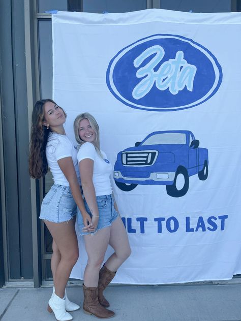 Ford sorority theme #wiscozta #zetataualpha #uwmadison #zlam #workweek Ford Themed Bid Day, Ford Sorority Theme, Bear Bid Day, Ford Bid Day, Work Week Themes Sorority, Work Week Themes, Sorority Recruitment Themes, Airport Theme, Big Little Themes