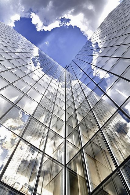 Urban Landscape Photography, Beauty Fotografie, Environment Photography, Blue Collage, Clouds In The Sky, Pattern Photography, Reflection Art, Building Photography, Perspective Photography