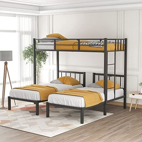 Bunk Beds For 3, 3 Bunk Beds, Triple Bed, Steel Bed Design, Kids Bed Design, Triple Bunk Beds, Beds For Small Rooms, Bunk Bed With Slide, Triple Bunk Bed