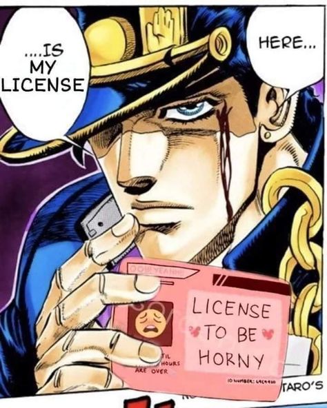 Stop! Before scrolling any further you must show me your horny license,or pay the fine! | /r/ShitPostCrusaders/ | JoJo's Bizarre Adventure | Know Your Meme Jojo Reaction Pic, Jojo Reaction Images, Cursed Jojo Images, Cursed Jojo, 2560x1440 Wallpaper, Jojo's Adventure, Jojo's Bizarre Adventure Anime, Jotaro Kujo, Jojo Anime