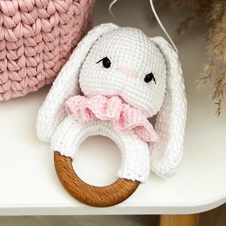 Crochet White Rattle Bunny Free PDF Amigurumi Pattern Rabbit Rattle Crochet Free Pattern, Crochet Bunny Rattle Free Pattern, Crochet Bunny Rattle, Crochet Rattles Free Pattern, Rattle Crochet Pattern Free, Baby Rattle Crochet Free Pattern, Crochet Rattle Free Pattern, Crochet Baby Rattle Free Pattern, Crochet Rattle Pattern