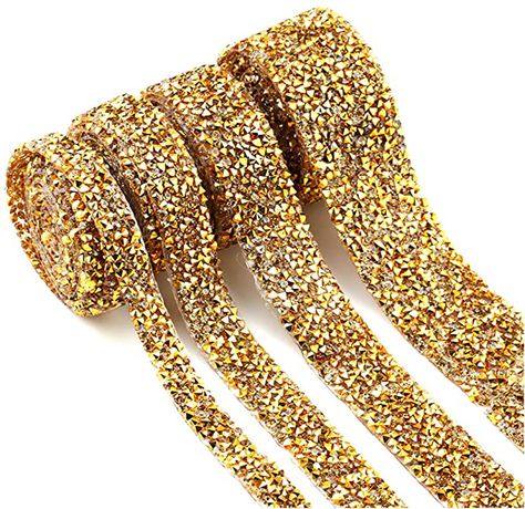 Amazon.com: Dowarm 3 Yards Rhinestone Ribbon, Self Adhesive Rhinestone Ribbon Roll, Bling Hotfix Rhinestones Mesh Wrap, Sewing Rhinestone Trim for Wedding Party Decoration (Gold, 1.0CM / 0.39inch Width) Yard Diy, Rhinestone Ribbon, Ribbon Roll, Rhinestone Sticker, Hot Melt Adhesive, Lace Accessories, Diamond Bling, Rhinestone Transfers, Ribbon Wrap