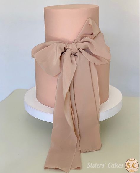 Dusty Pink Cake, Elegant Wedding Cake Toppers, Bow Cake, 2 Tier Cake, Pretty Cake, Bow Cakes, Diy Wedding Cake, Pink Birthday Cakes, Cute Happy Birthday