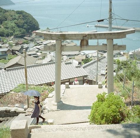 Japanese Seaside, Japan Village, Japanese Town, Torii Gate, Seaside Town, Japanese Landscape, Japan Culture, Japan Aesthetic, Aesthetic Japan