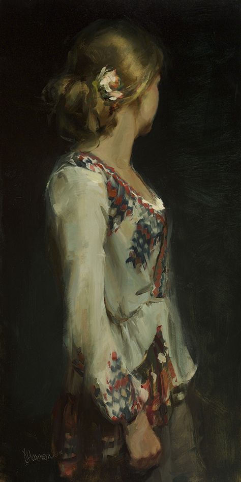 Looking Back by Johanna Harmon, Oil, 24High x 12Wide Look Back Pose, Looking Back Pose, David Friedrich, Caspar David Friedrich, Figurative Artwork, Fine Art Portraits, Oil Painting Portrait, Contemporary Fine Art, Couple Art