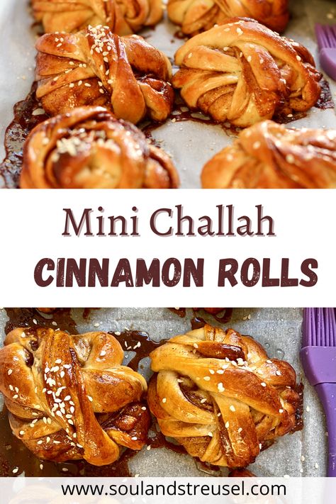 Apple Cinnamon Challah, Challah Cinnamon Rolls, Cinnamon Challah Bread, Mini Challah Bread, Water Challah Recipe, Challah Rolls, Challah Bread Recipes, Amazing Desserts, Sliced Bread