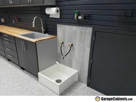 A general contractor named Dan thought it was time to achieve his dream garage. With Dan being a contractor, he knew exactly what he was looking for in his garage. It was important for him to have a garage workbench with storage. This would let him work on multiple projects all in the same place. The way he transformed his garage will blow your mind. Garage Sink Ideas, Garage Sink, Garage Vacuums, Workbench With Storage, Garage Wall Storage, Storage Garage, Sink Ideas, Cabinets Storage, Small Sink