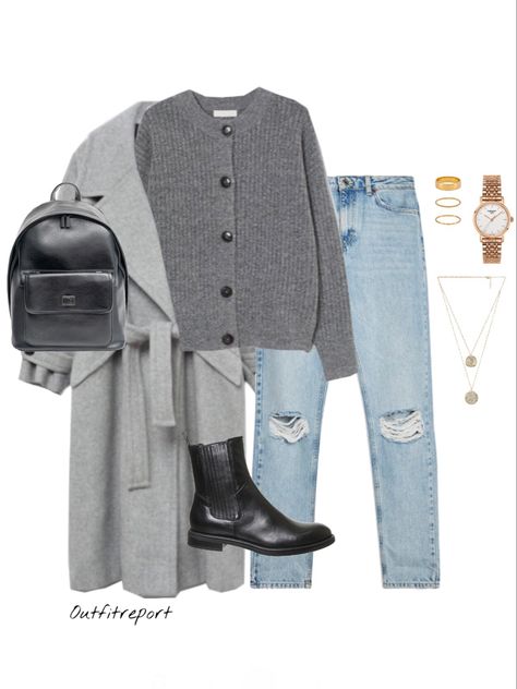 H&m Cardigan Outfit, Charcoal Grey Cardigan Outfit, Light Wash Jeans Outfit Winter Casual, Light Grey Cardigan Outfit, Grey Shacket Outfit, Grey Cardigan Outfit Casual, Light Grey Coat Outfit, Light Grey Sweater Outfit, Light Grey Outfit