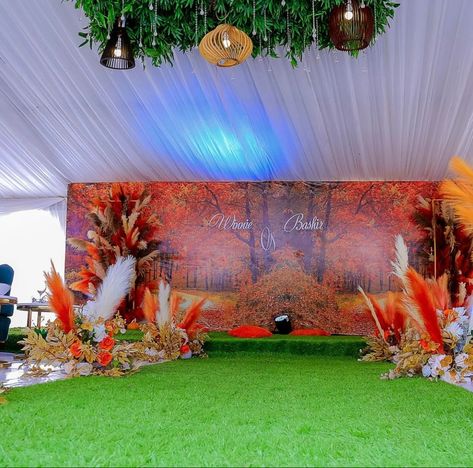 Outdoor Wedding Photo Booth Backdrop Ideas, Introduction Decoration In Uganda, Kukyala Decoration Uganda, Kwanjula Decor Uganda, Wedding Palate, Booth Decoration, Stage Backdrop Design, Wedding Cocktail Tables, Emerald Wedding Colors