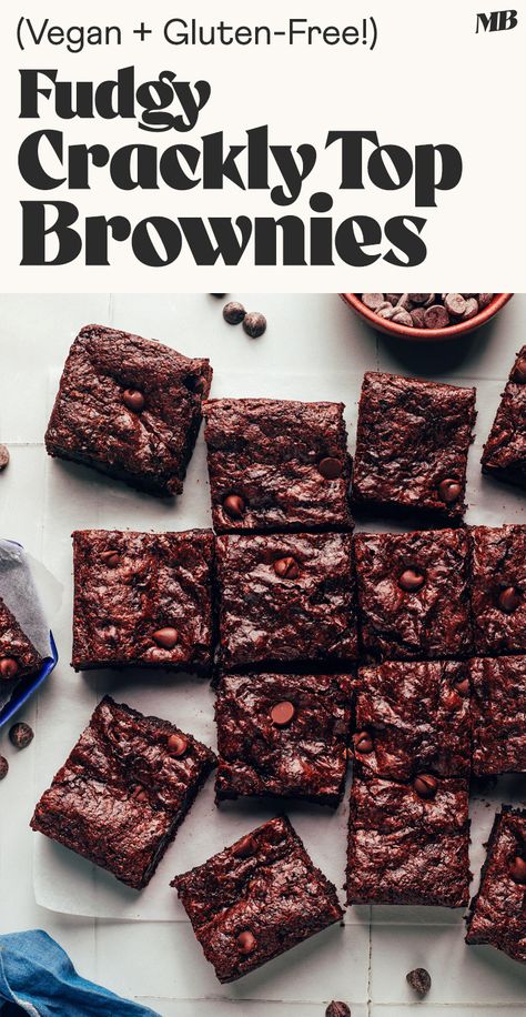 Vegan Gluten Free Brownies, Gluten Free Desserts Healthy, Dairy Free Brownies, Vegan Brownies, Grain Free Desserts, Sweet Potato Brownies, Vegetarian Desserts, Brownie Toppings, Minimalist Baker