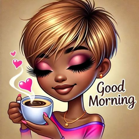 Black Emojis, Christian Good Morning Quotes, Good Morning Sister Quotes, Morning Gifs, Good Morning Cartoon, Beautiful Screensavers, Good Morning Ladies, Good Morning Sister, Diva Quotes