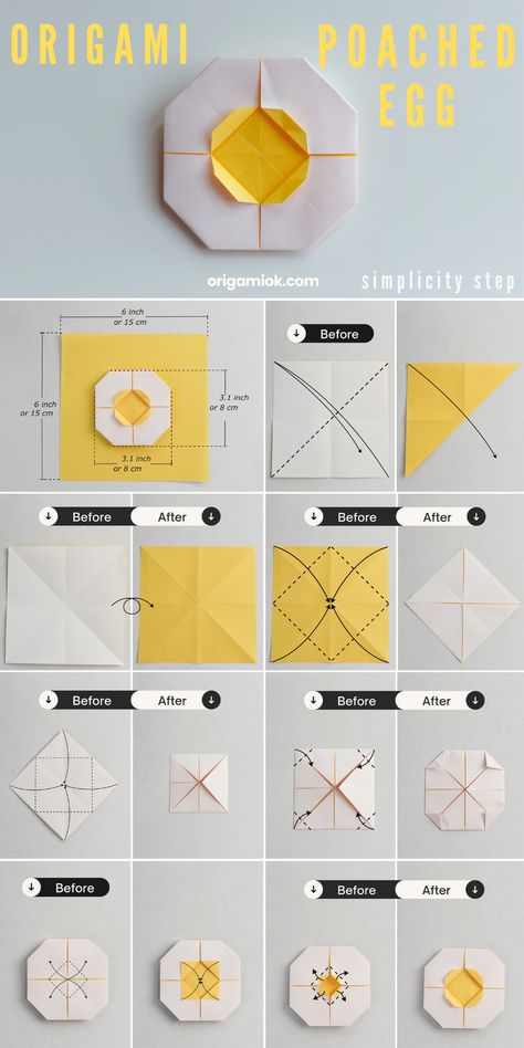 Poached eggs are a common food that people eat for breakfast because it is very easy to make. Today what I’m going to teach you to make is an origami poached egg, which is also very easy and super cute, let’s start folding it now! Origami Food Easy, What To Make With Cardboard, Cardboard Origami, Origami Food, Origami Egg, Easy Origami Animals, Origami Dollar, Folded Paper Towels, Origami Tutorial Easy