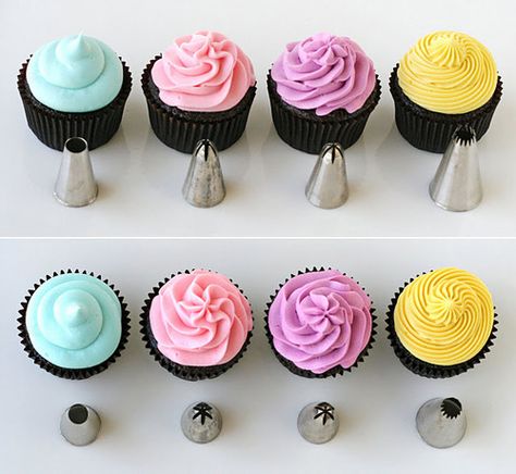 Cupcake Frosting Guide Cupcake Receptek, Frosting Colors, How To Make Frosting, Frosting Tips, Mini Cupcake, Cupcake Frosting, Good Eat, Cupcake Cake, Food Blogs