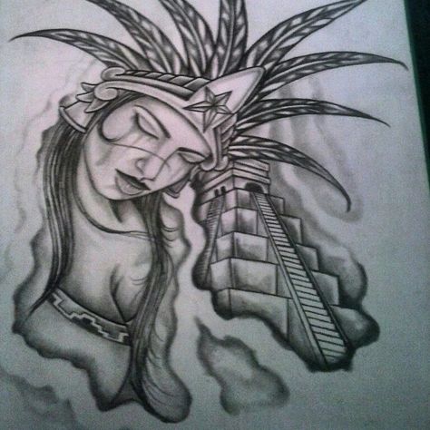 Aztec princess,graphite pencils ! Aztec Princess Tattoo, Aztec Drawings, Jack Vetriano, African Warrior Tattoos, Mayan Princess, Aztec Princess, Chicano Tattoos Lettering, Inca Art, Aztec Warrior Tattoo