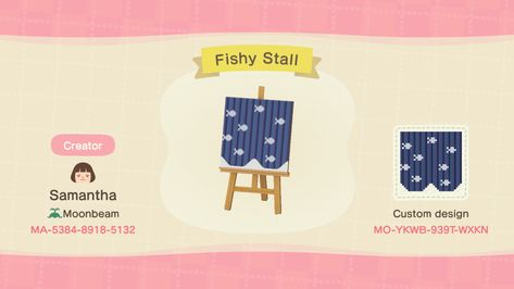 Sammi on Twitter: "fish market is open for business!  #AnimalCrossing #ACNH #ACNHDesign… " Acnh Fish Stall Design, Acnh Fish Market Ideas, Acnh Fish Market Stall Design Codes, Acnh Fish Market Design, Fish Stall Design, Acnh Beach Fish Market, Acnh Tile, Animal Crossing Fish, Designs For Animal Crossing