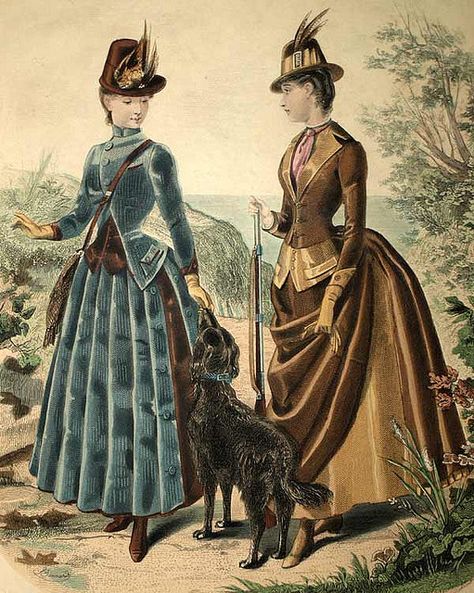 Hunting costumes Parasol Protectorate, Historical Fashion Victorian, Hunting Dress, Hunting Fashion, 1880 Fashion, Western Womens Fashion, 1899 Fashion, Jane Porter, 1870s Fashion