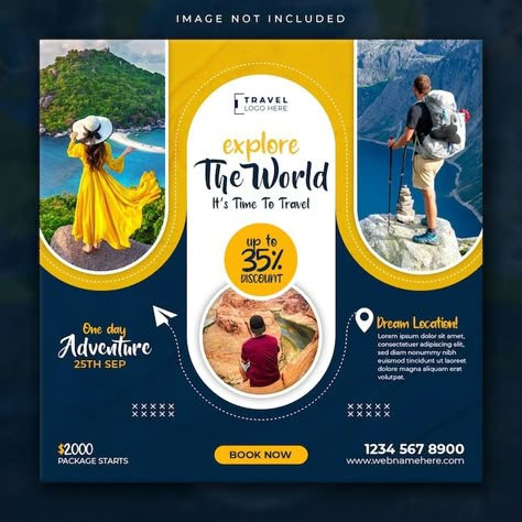 Shopping Advertising Design, Tourist Poster Design, Traveling Social Media Post, Travel Creative Post, Travel Social Media Posts Design, Travel Ads Design, Hotel Social Media Post, Travel Post Design, Traveling Poster