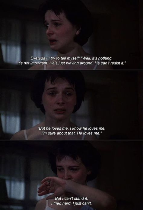 The Unbearable Lightness of Being (1988) Body Of Lies, Anamorphosis And Isolate, The Unbearable Lightness Of Being, Unbearable Lightness Of Being, Quotes From Movies, Cinema Quotes, Best Movie Quotes, Movie Dialogues, Juliette Binoche