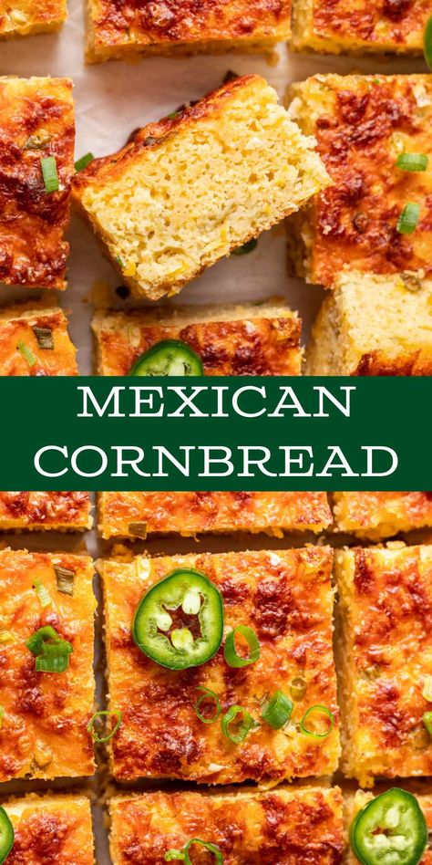 Homemade Mexican Cornbread, Healthy Cornbread Recipe, Famous Daves Cornbread, Mexican Cornbread Jiffy, Green Chili Cornbread, Homemade Cornbread Recipe, Easy Mexican Cornbread, Savory Bakes, Healthy Cornbread