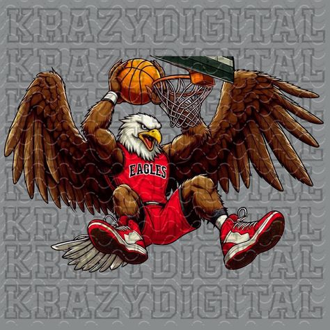 KrazyDigitalDesigns - Etsy Basketball Mascot, Eagle Artwork, Red Eagle, Orange Basketball, Red Png, Eagle Mascot, Eagle Design, Animal Designs, School Spirit