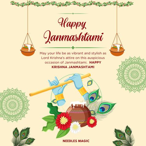 Needles Magic Sree Krishna Jayanthi, Sree Krishna Jayanthi Images, Janmashtami Wishing, Sree Krishna, Krishna Jayanthi, Business Storage, Krishna Flute, Happy Janmashtami, Business Space