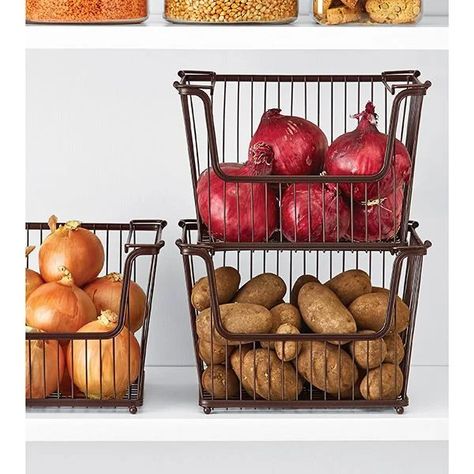 Open Pantry, Potatoes And Onions, Pantry Organizers, Kitchen Clutter, Dog Food Storage, The Container Store, Pantry Storage, Container Store, Wire Baskets