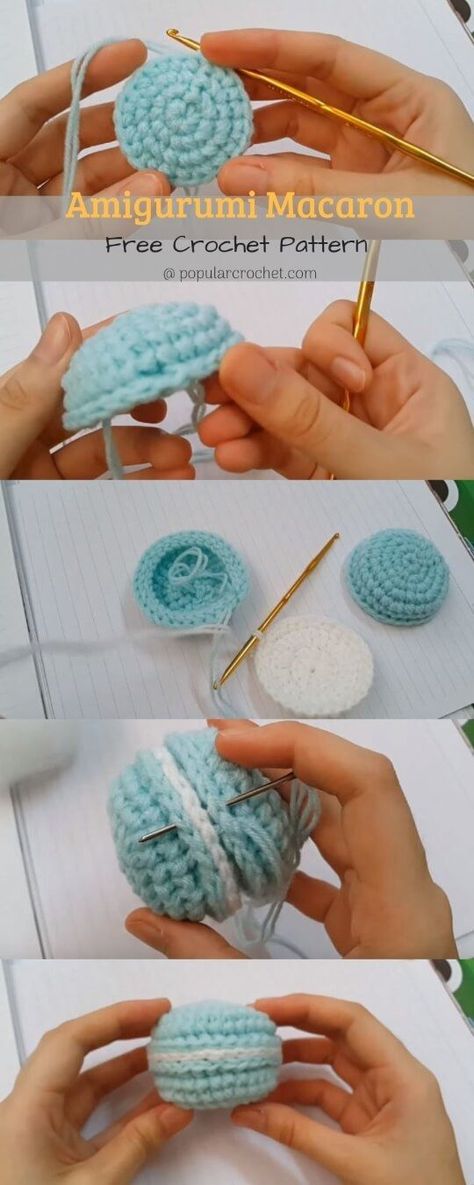 Amigurumi Macaron Crochet popularcrochet.com #amigurumi #freepattern #crochet #macaron Crochet Macaroons Free Pattern, Macaroon Crochet Free Pattern, Macaron Crochet Pattern, Crochet Macaron Pattern Free, Amigurumi Macaron, Macaroon Crochet, Macaron Crochet, Crochet Macaron, Crochet Dessert