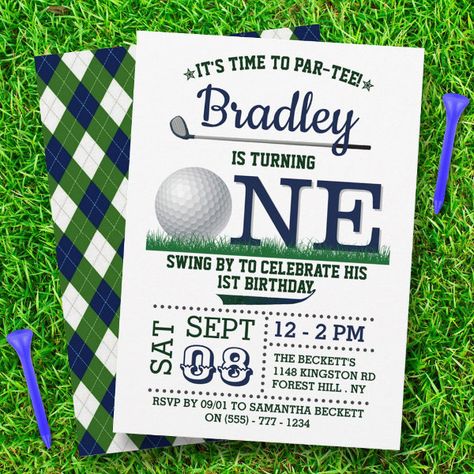 1st Birthday Invitations Boy, Sports Birthday Invitations, Par Tee, Golf Birthday Party, Birthday 5, 4 Birthday, Golf Party, Golf Theme, Birthday Projects