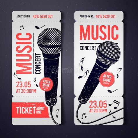 Vector illustration music concert event ticket design template with cool microph #Sponsored , #Sponsored, #Affiliate, #music, #Vector, #event, #concert Concert Ticket Design, Concert Branding, Ticket Design Template, Music Tickets, Beauty Salon Posters, Illustration Music, Voucher Design, Ticket Card, Floral Invitations Template